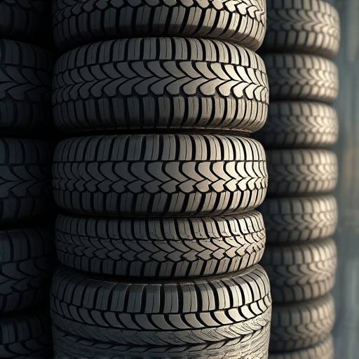 A stack of new tyres ready for installation