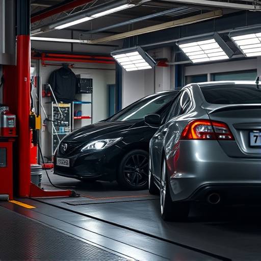 Car undergoing an MOT test at AutoFix Garage
